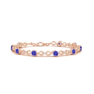 4mm AAAA Tanzanite and Diamond Infinity Link Bracelet in Rose Gold