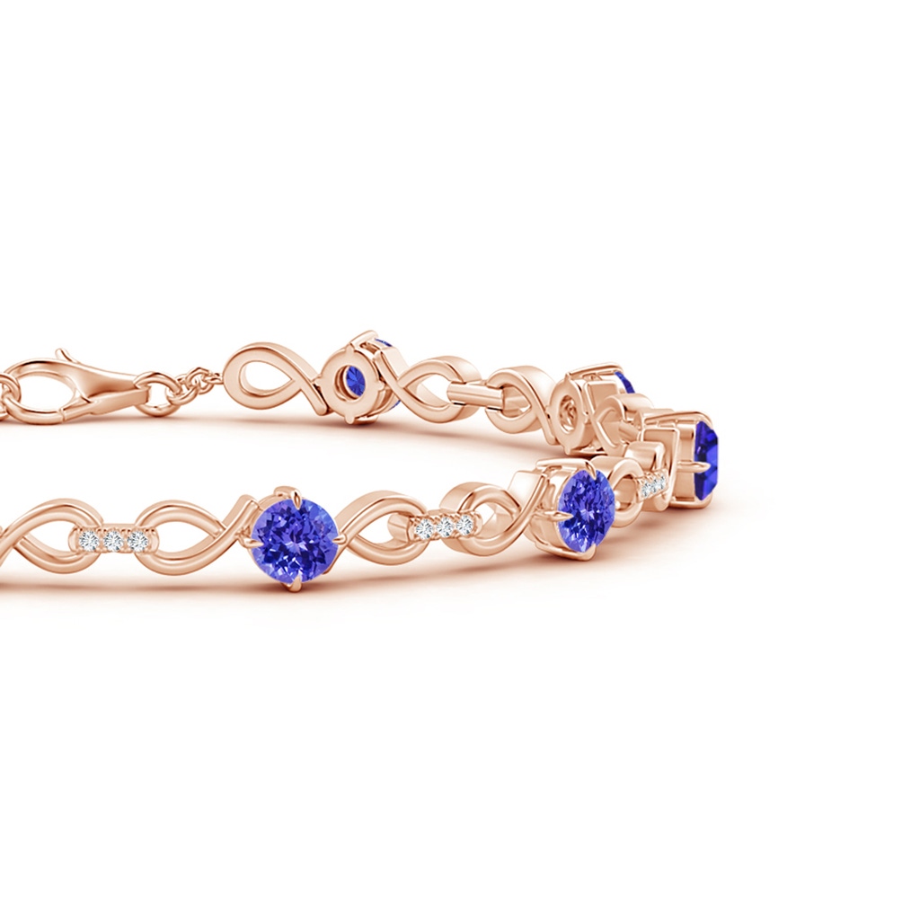 4mm AAAA Tanzanite and Diamond Infinity Link Bracelet in Rose Gold Side 1