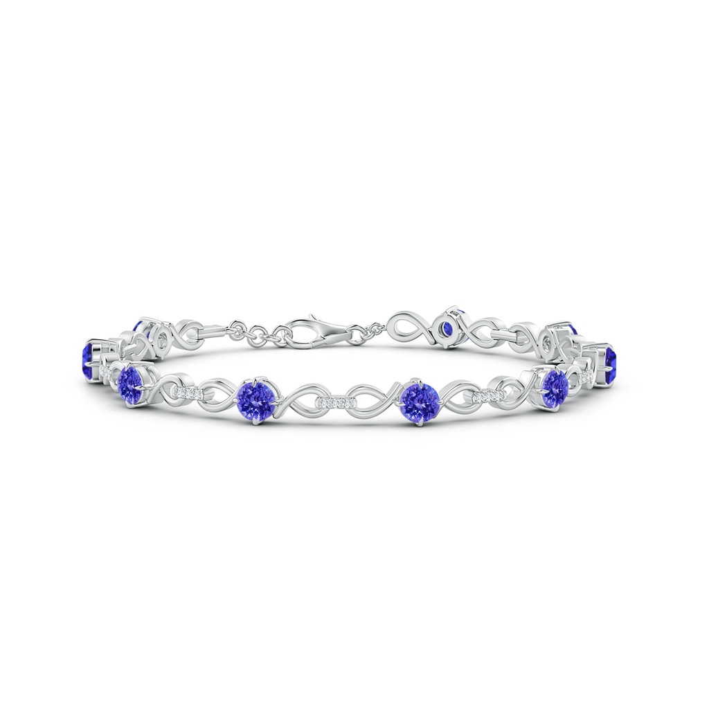 4mm AAAA Tanzanite and Diamond Infinity Link Bracelet in White Gold