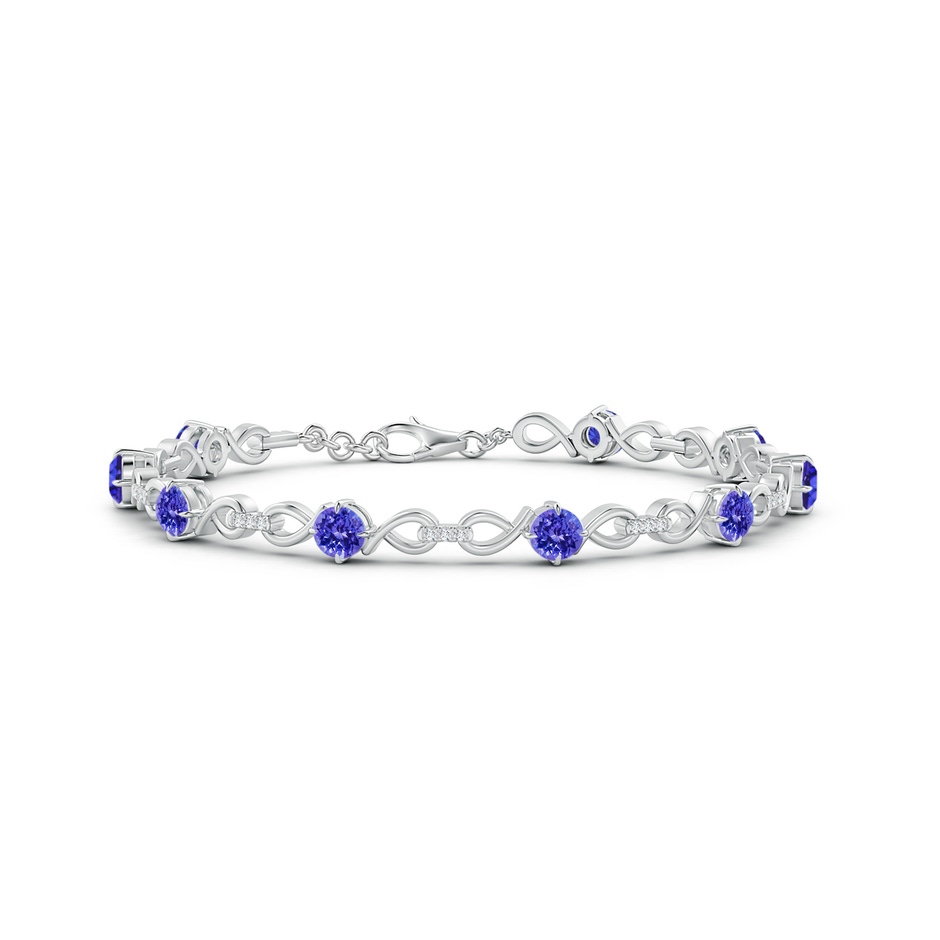 4mm AAAA Tanzanite and Diamond Infinity Link Bracelet in White Gold 