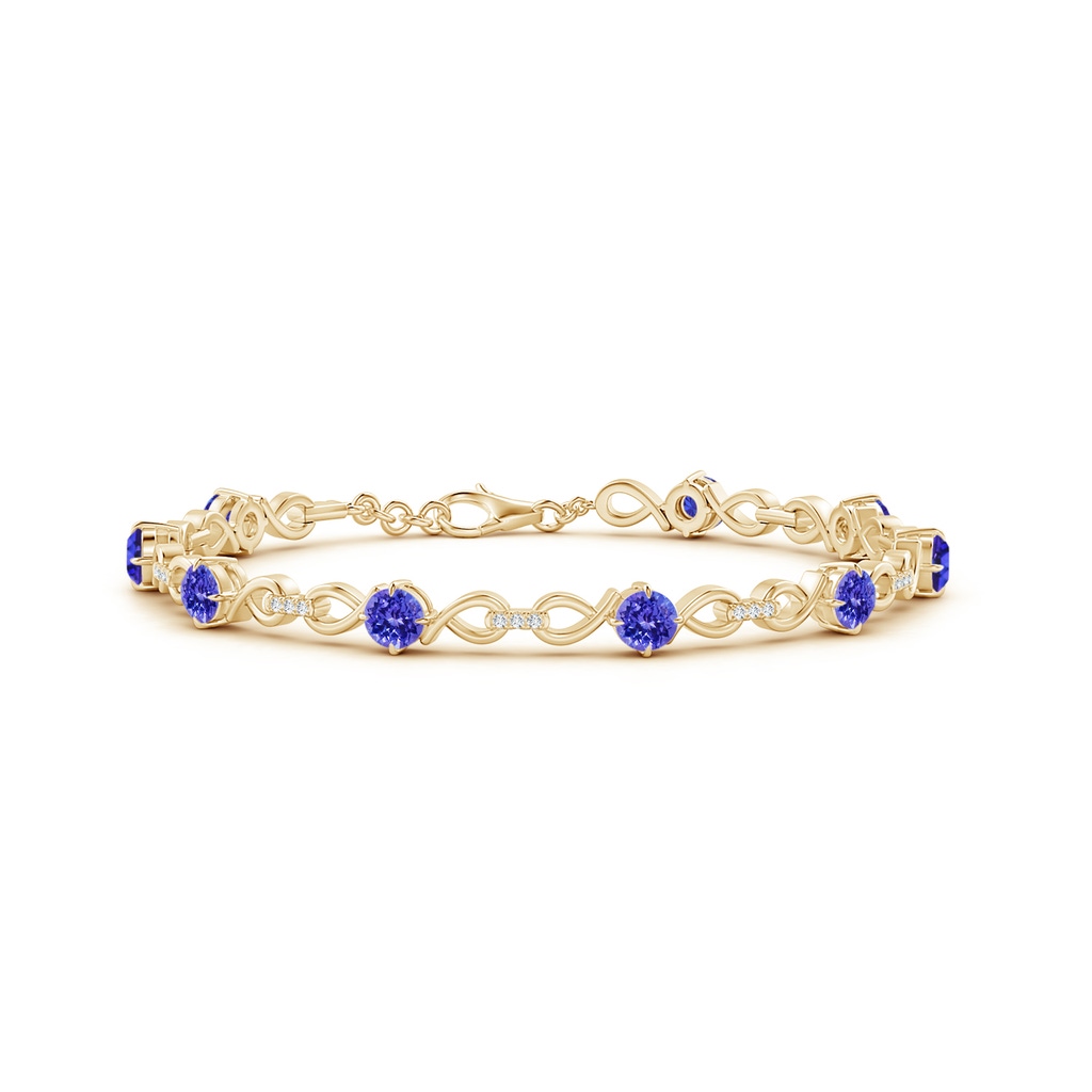 4mm AAAA Tanzanite and Diamond Infinity Link Bracelet in Yellow Gold