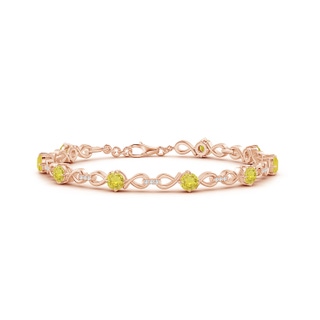 4mm AA Yellow Sapphire and Diamond Infinity Link Bracelet in Rose Gold