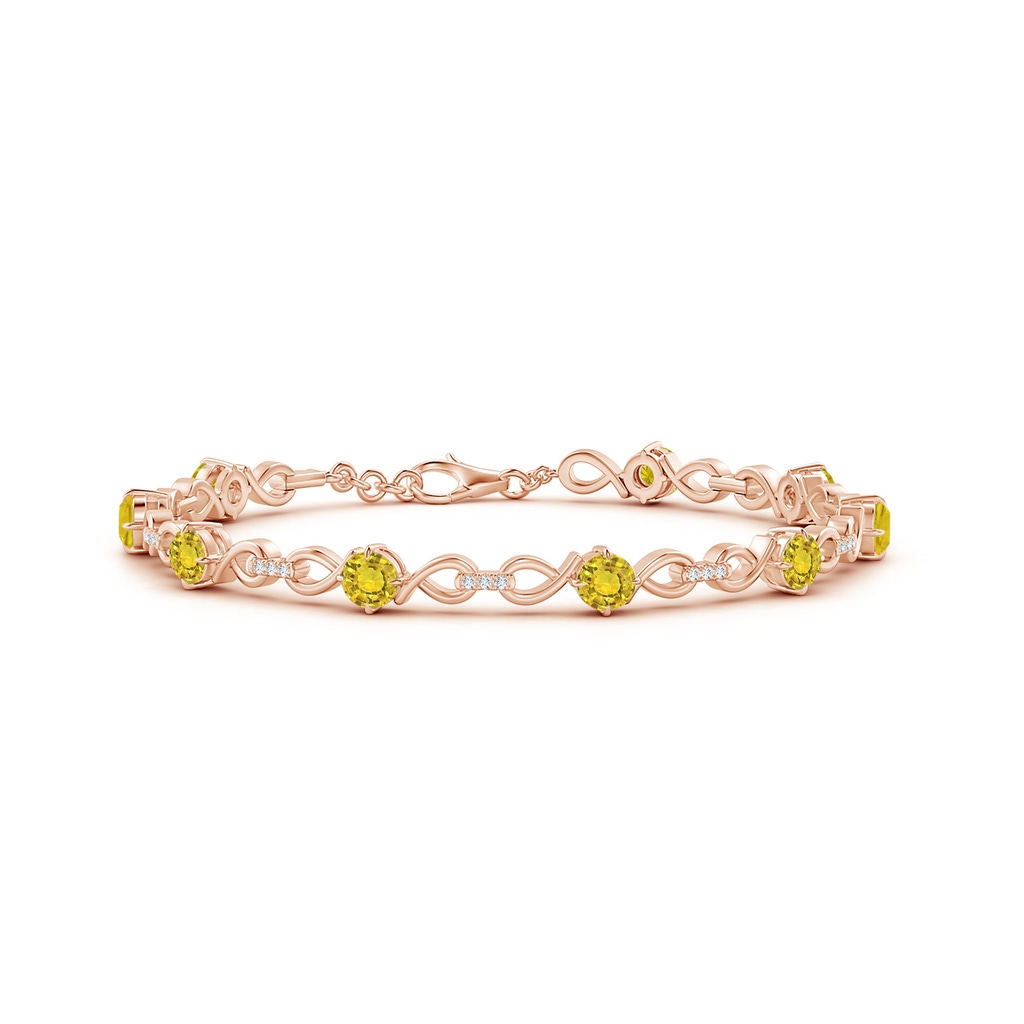 4mm AAAA Yellow Sapphire and Diamond Infinity Link Bracelet in Rose Gold
