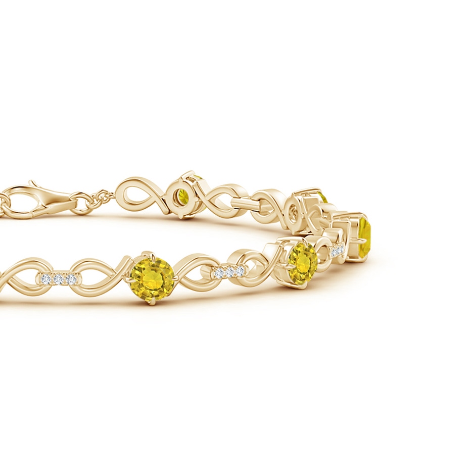 4mm AAAA Yellow Sapphire and Diamond Infinity Link Bracelet in Yellow Gold side 1