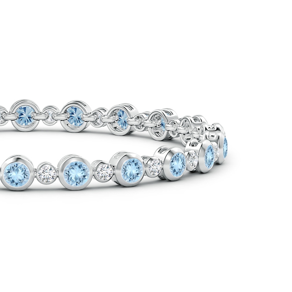 3.5mm AAA Bezel-Set Aquamarine and Diamond Tennis Bracelet in White Gold side-1