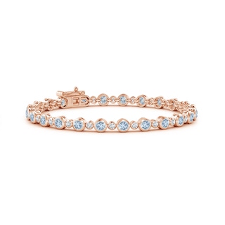 3mm A Bezel-Set Aquamarine and Diamond Tennis Bracelet in Rose Gold