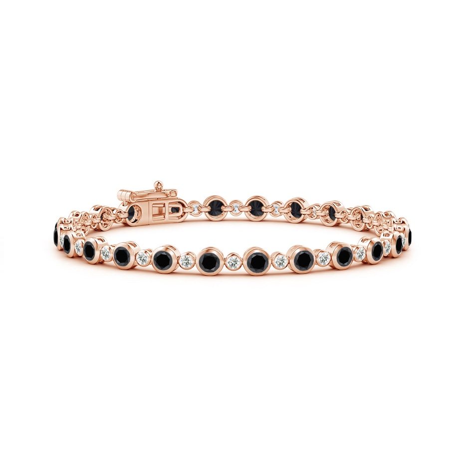 3mm AA Bezel-Set Alternating Black & White Diamond Tennis Bracelet in Rose Gold 