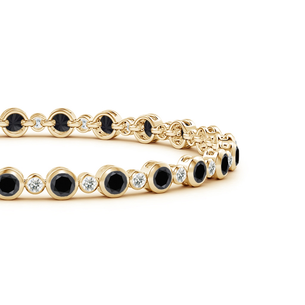 3mm AA Bezel-Set Alternating Black & White Diamond Tennis Bracelet in Yellow Gold - side 199