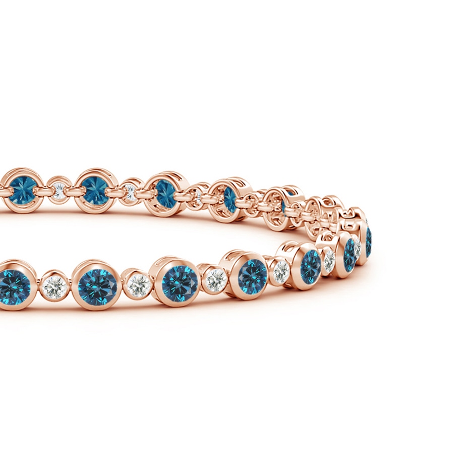 3mm AAA Bezel-Set Alternating Blue & White Diamond Tennis Bracelet in Rose Gold side 199