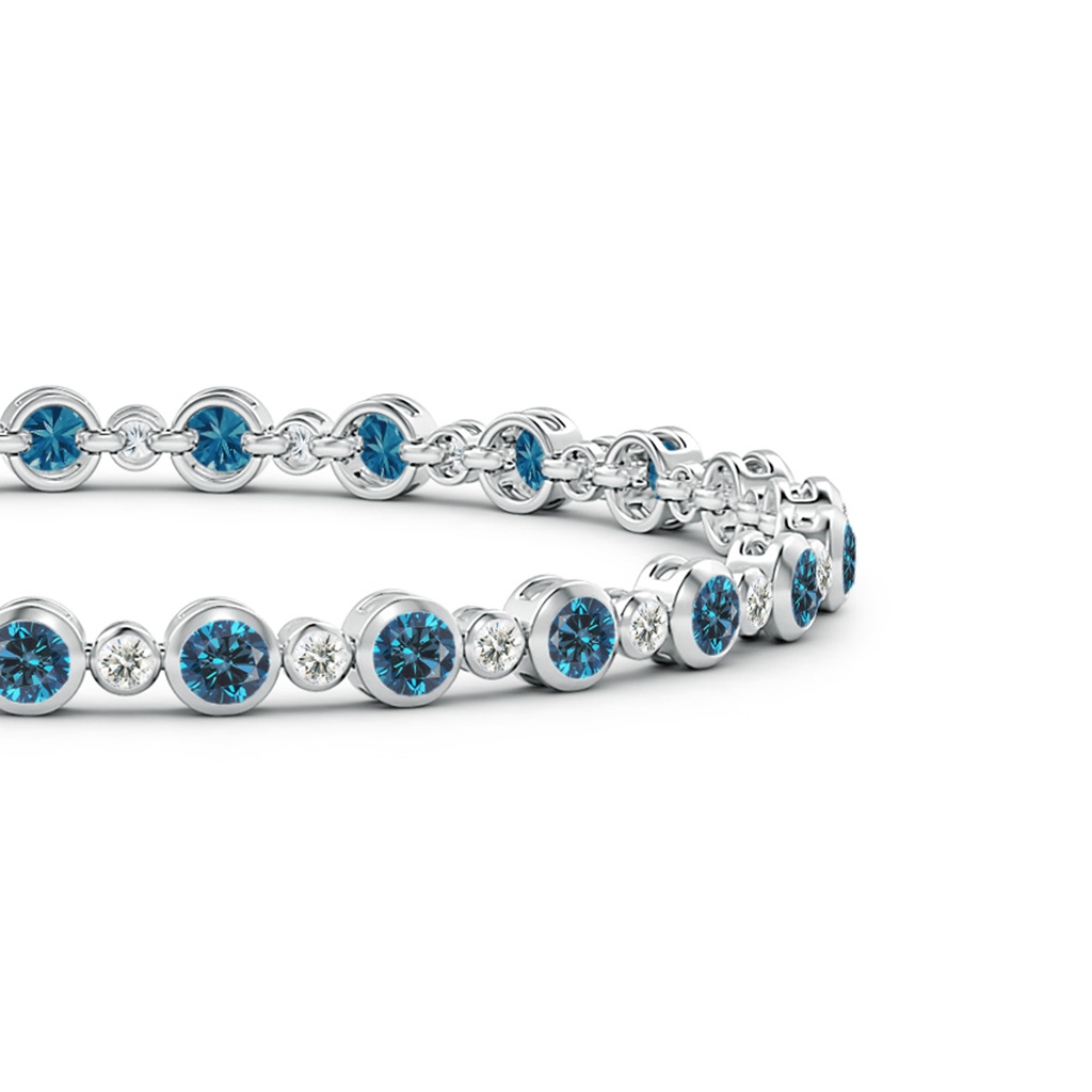 3mm AAA Bezel-Set Alternating Blue & White Diamond Tennis Bracelet in White Gold Side 199