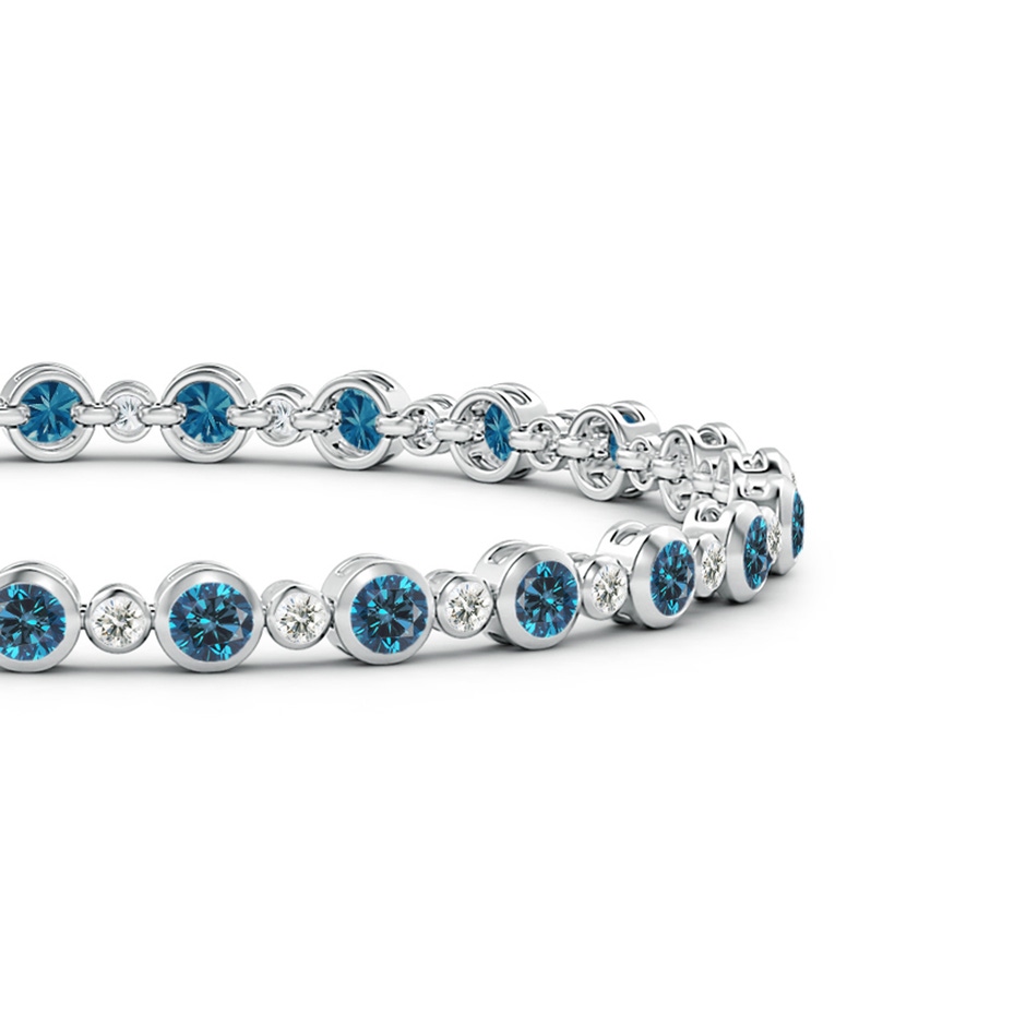 3mm AAA Bezel-Set Alternating Blue & White Diamond Tennis Bracelet in White Gold side 199