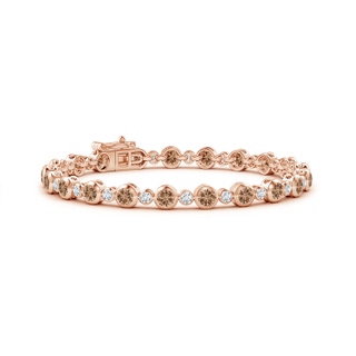 3.5mm AAA Bezel-Set Alternating Coffee & White Diamond Tennis Bracelet in Rose Gold