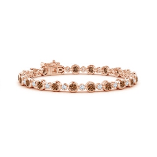 3.5mm AAAA Bezel-Set Alternating Coffee & White Diamond Tennis Bracelet in 10K Rose Gold