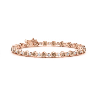 3mm AA Bezel-Set Alternating Coffee & White Diamond Tennis Bracelet in 9K Rose Gold