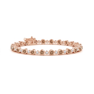 3mm AAA Bezel-Set Alternating Coffee & White Diamond Tennis Bracelet in 9K Rose Gold