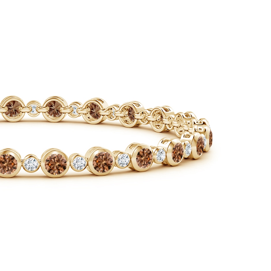 3mm AAAA Bezel-Set Alternating Coffee & White Diamond Tennis Bracelet in 10K Yellow Gold side 199