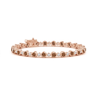 3mm AAAA Bezel-Set Alternating Coffee & White Diamond Tennis Bracelet in Rose Gold