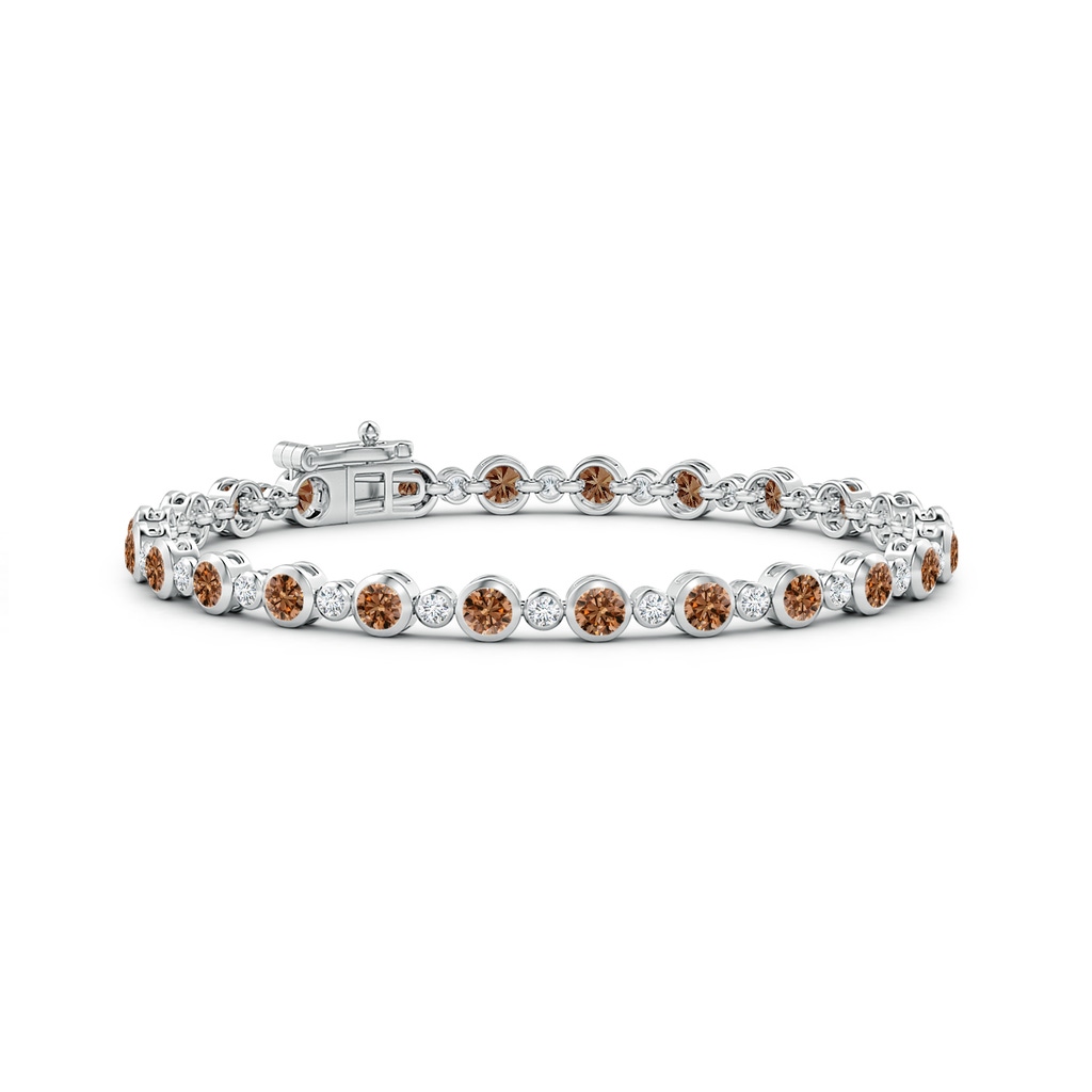 3mm AAAA Bezel-Set Alternating Coffee & White Diamond Tennis Bracelet in White Gold