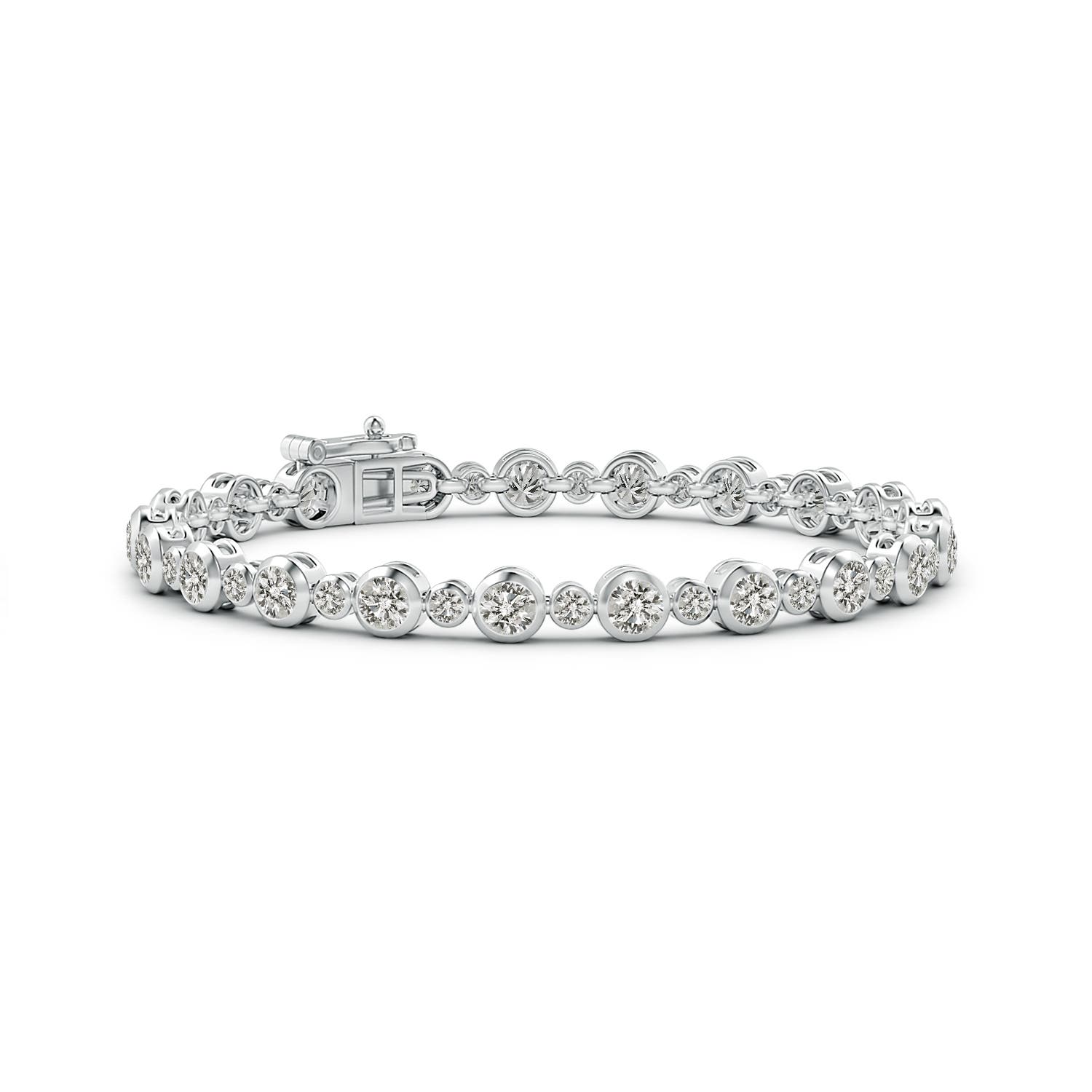 Bezel-Set Alternating Size Diamond Tennis Bracelet