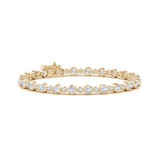 3mm GVS2 Bezel-Set Alternating Size Diamond Tennis Bracelet in Yellow Gold