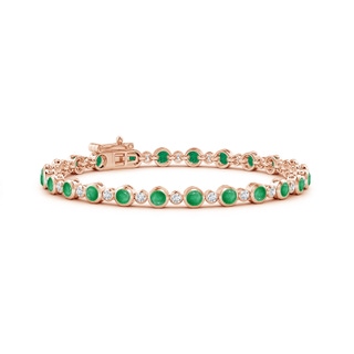 3mm A Bezel-Set Emerald and Diamond Tennis Bracelet in Rose Gold