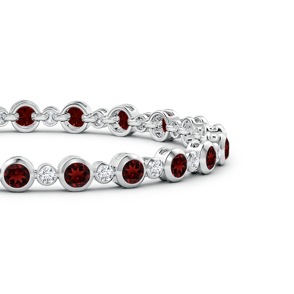 3.5mm AAA Bezel-Set Garnet and Diamond Tennis Bracelet in White Gold side-1