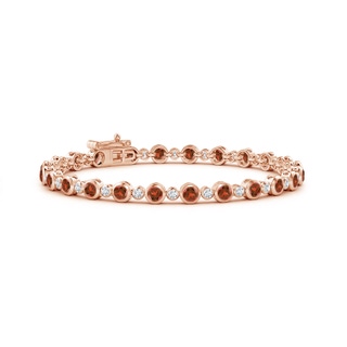 3mm AA Bezel-Set Garnet and Diamond Tennis Bracelet in Rose Gold