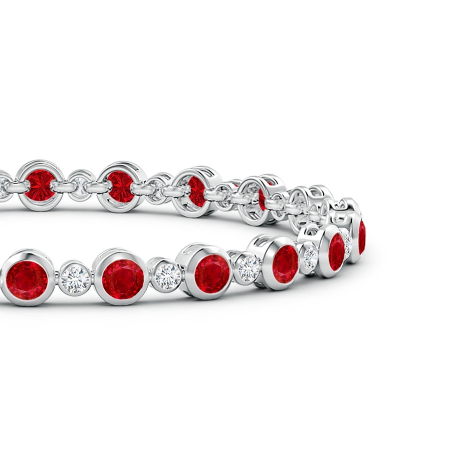 3.5mm AAA Bezel-Set Ruby and Diamond Tennis Bracelet in White Gold side-1