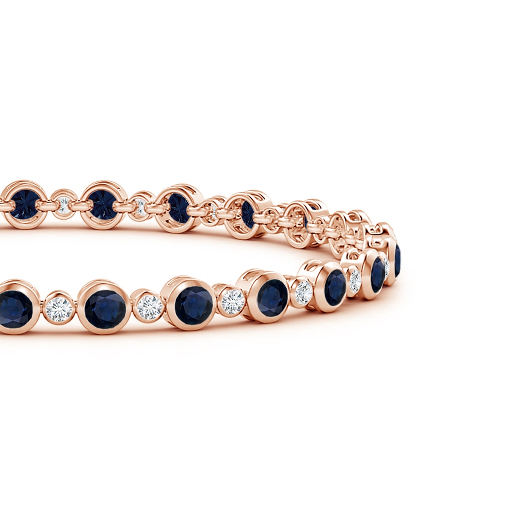 3mm A Bezel-Set Sapphire and Diamond Tennis Bracelet in Rose Gold Side-1