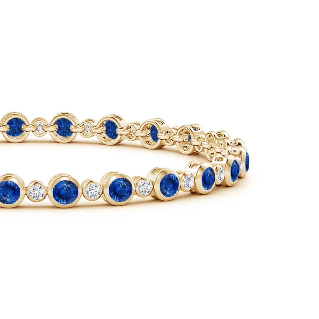 3mm AAA Bezel-Set Sapphire and Diamond Tennis Bracelet in Yellow Gold Side-1
