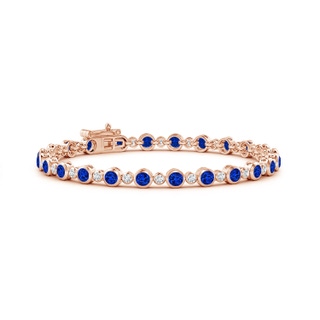 3mm AAAA Bezel-Set Sapphire and Diamond Tennis Bracelet in Rose Gold