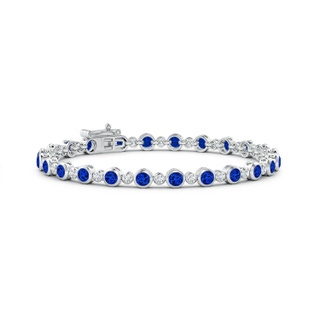 3mm AAAA Bezel-Set Sapphire and Diamond Tennis Bracelet in White Gold
