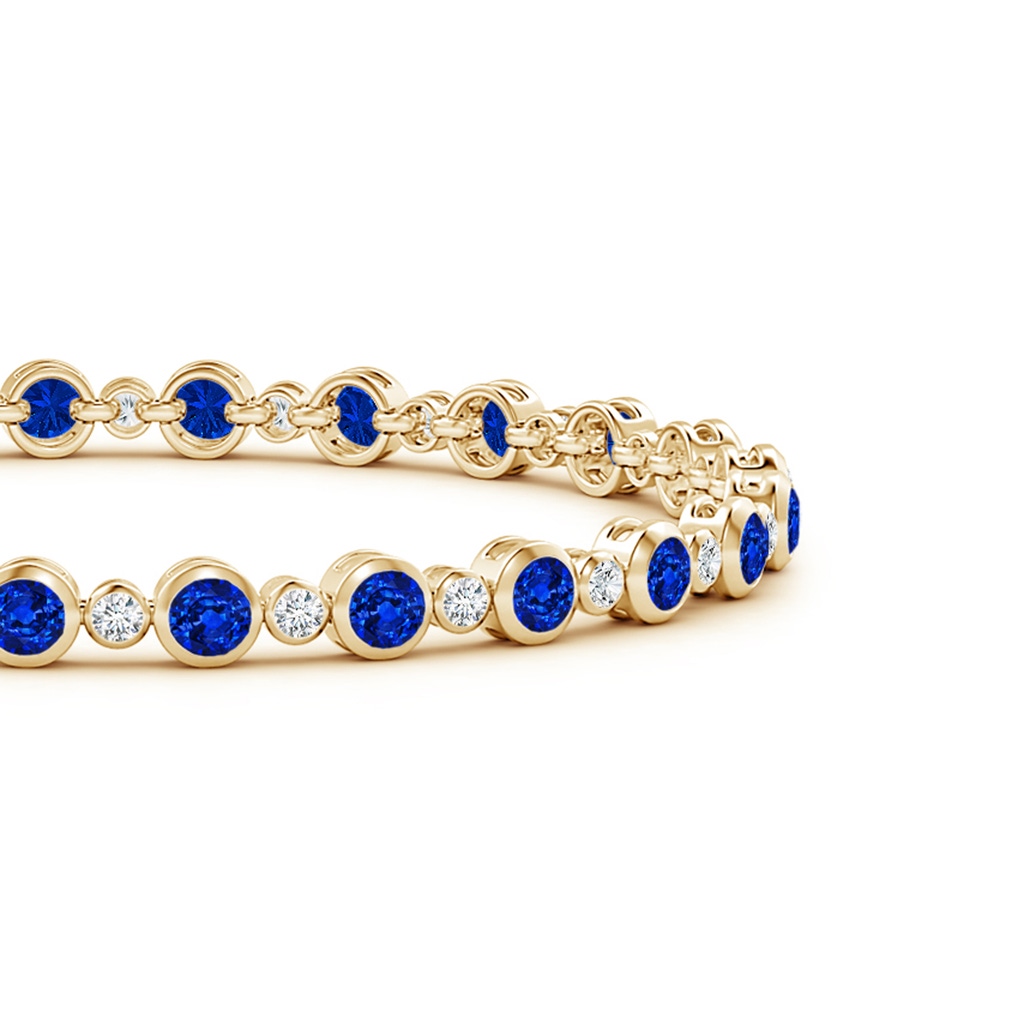 3mm AAAA Bezel-Set Sapphire and Diamond Tennis Bracelet in Yellow Gold Side-1