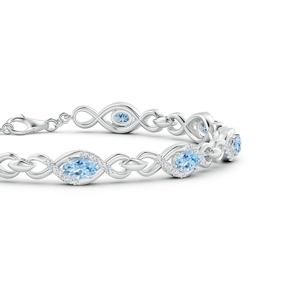 5x3mm AAA Oval Aquamarine Infinity Link Bracelet with Diamonds in White Gold Side 1