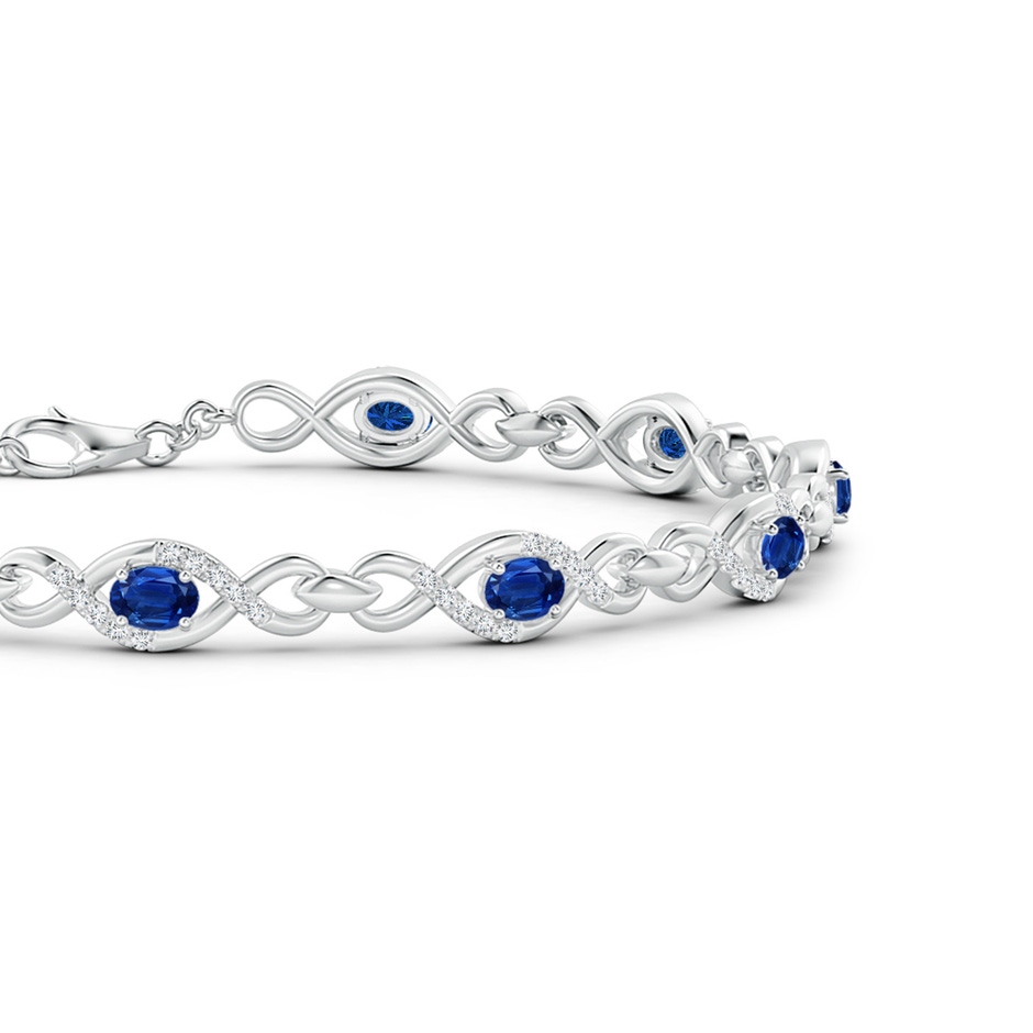 4x3mm AAA Oval Sapphire Infinity Link Bracelet with Diamonds in White Gold side 1