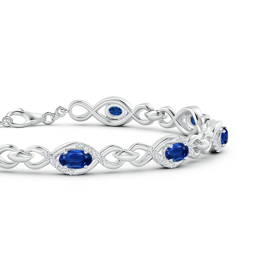 5x3mm AAA Oval Sapphire Infinity Link Bracelet with Diamonds in White Gold side 1