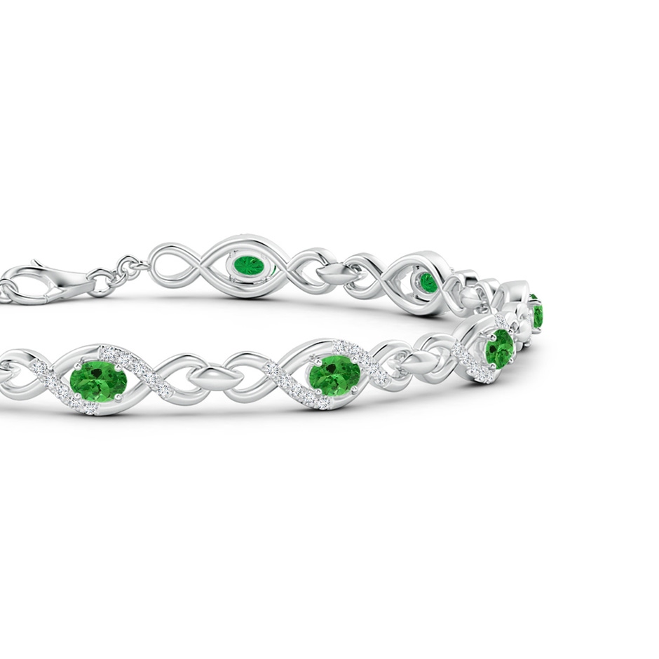 4x3mm AAA Oval Tsavorite Infinity Link Bracelet with Diamonds in White Gold side 1