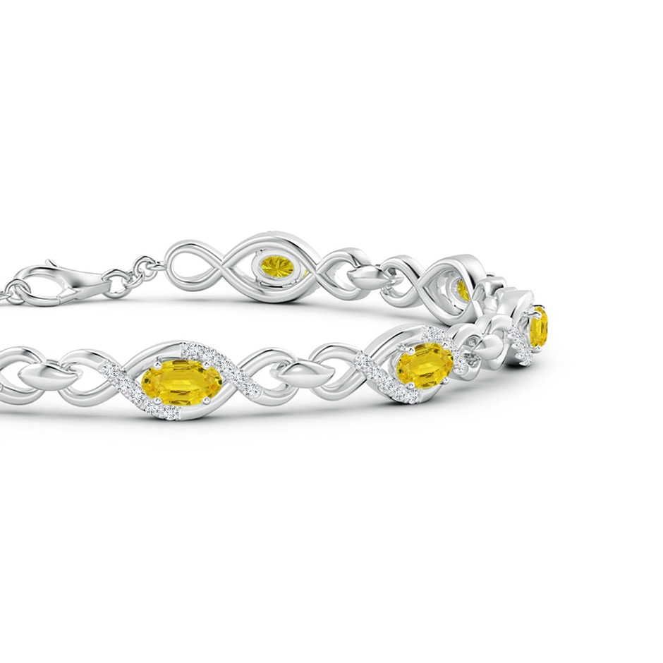 5x3mm AAA Oval Yellow Sapphire Infinity Link Bracelet with Diamonds in White Gold side 1