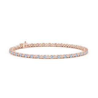 2.5mm A Aquamarine and Illusion Diamond Tennis Bracelet in Rose Gold