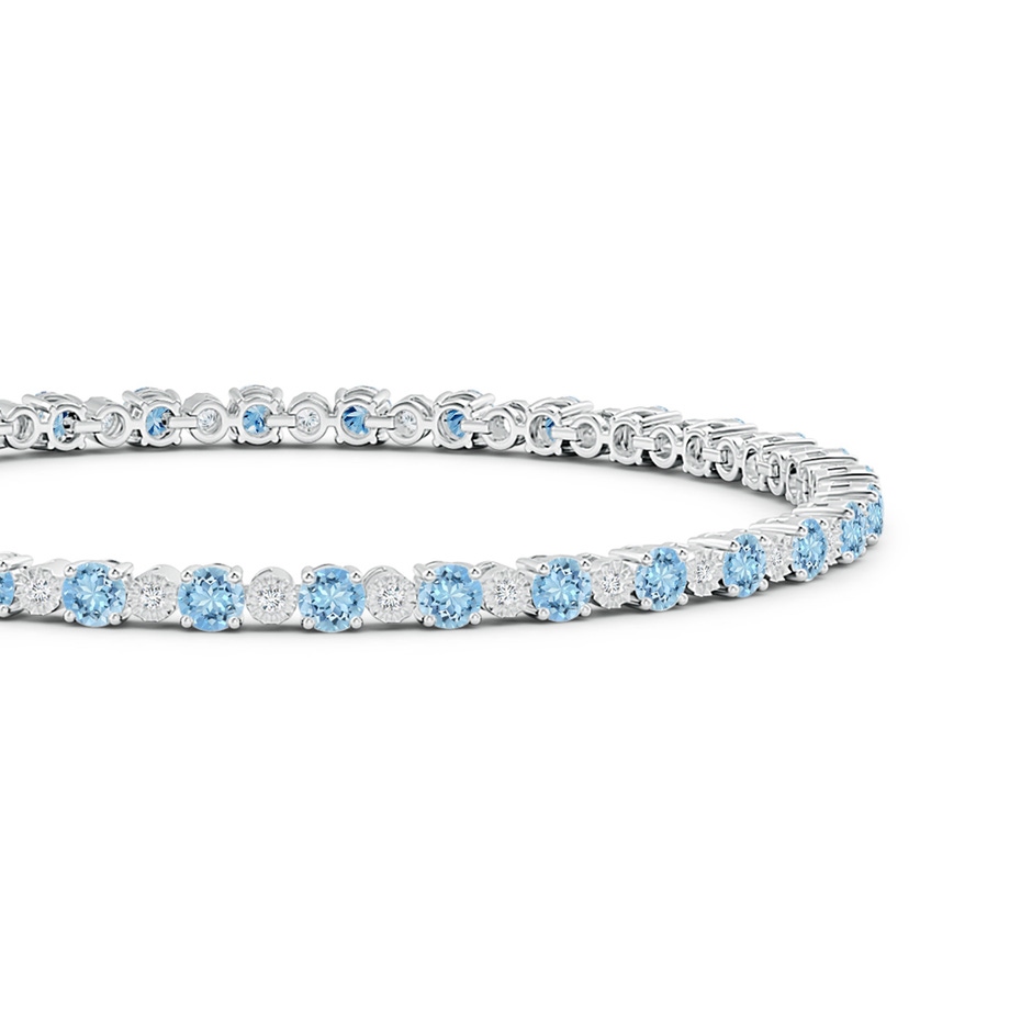 3mm AAAA Aquamarine and Illusion Diamond Tennis Bracelet in White Gold side 199