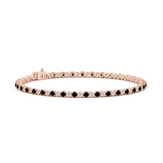 2.5mm AA Alternating Black & White Diamond Tennis Bracelet in 9K Rose Gold