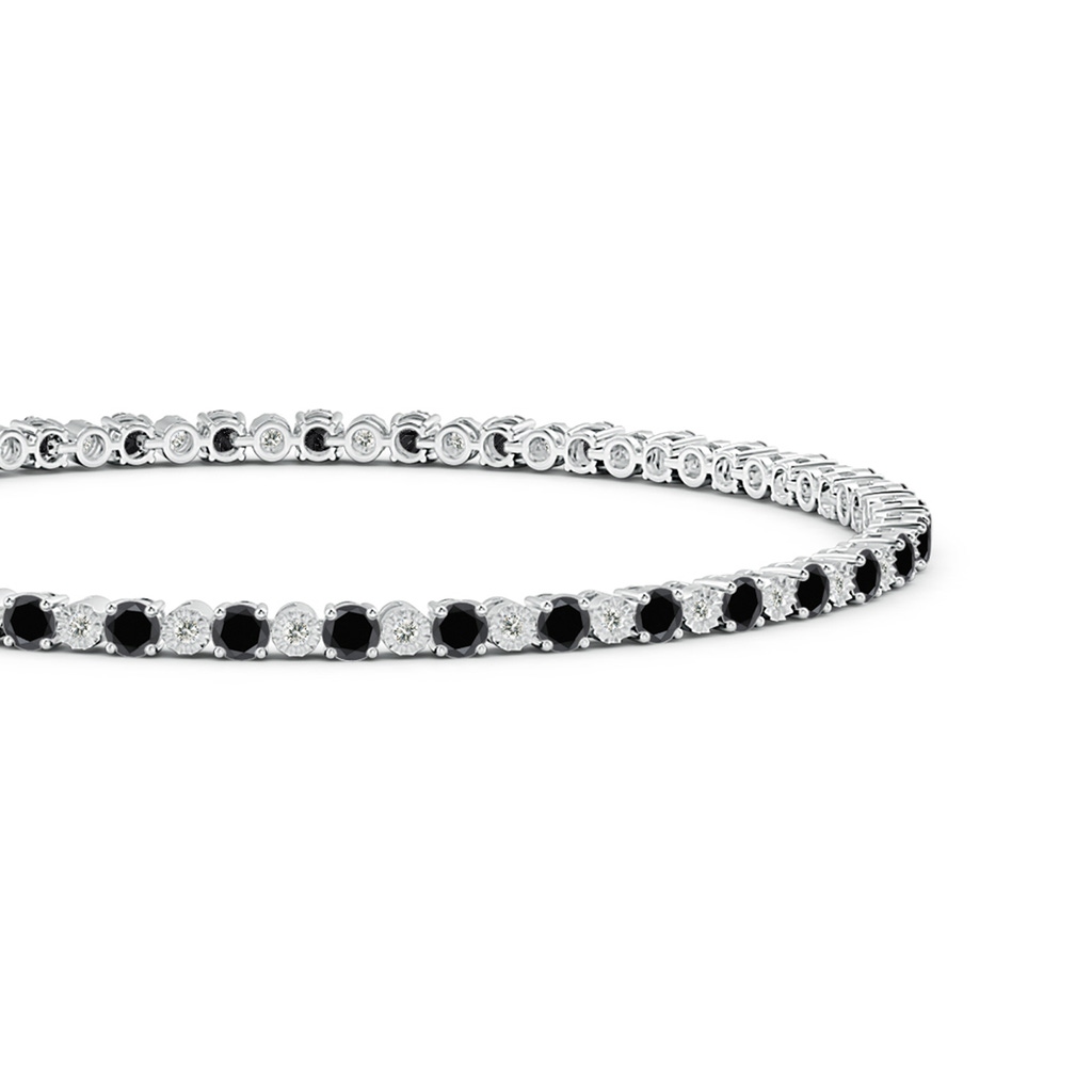 2.5mm AA Alternating Black & White Diamond Tennis Bracelet in White Gold - side 199