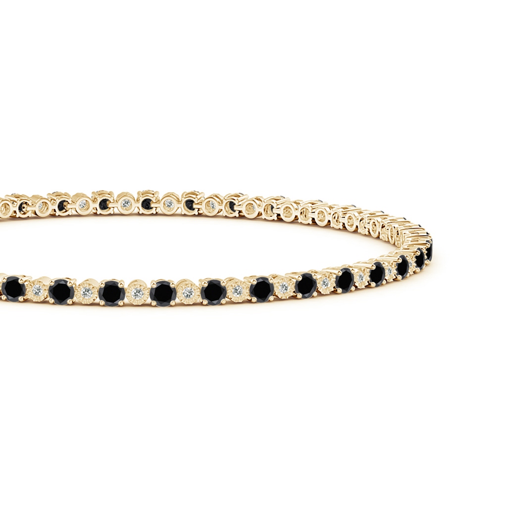 2.5mm AA Alternating Black & White Diamond Tennis Bracelet in Yellow Gold - side 199