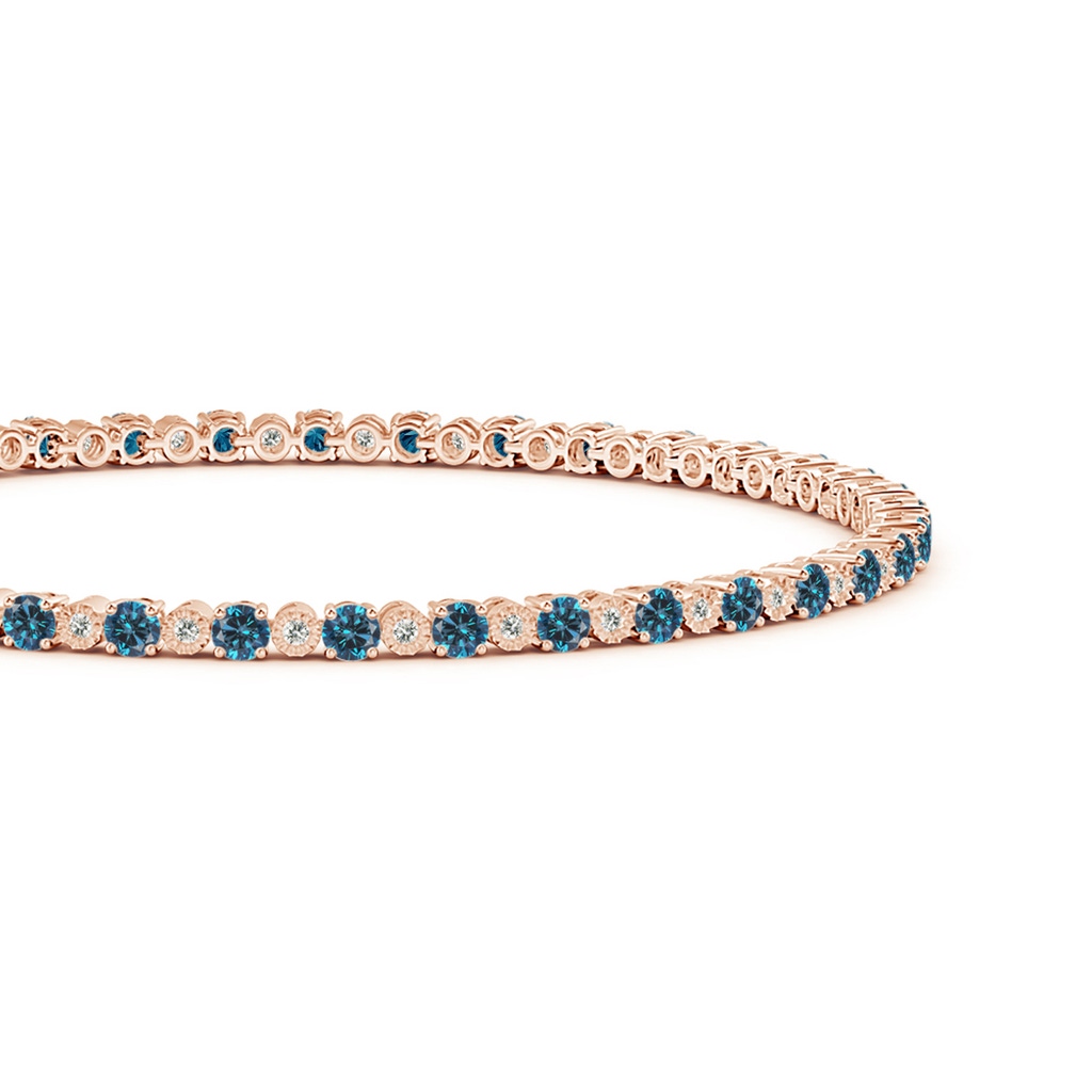 2.5mm AAA Alternating Blue & White Diamond Tennis Bracelet in Rose Gold - side 199