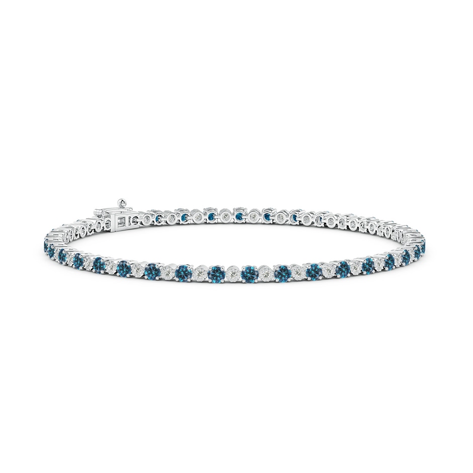 2.5mm AAA Alternating Blue & White Diamond Tennis Bracelet in White Gold 