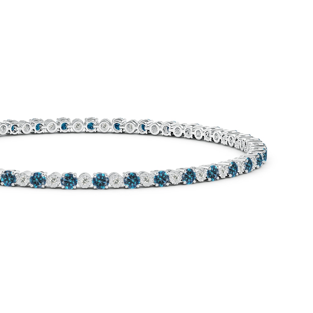 2.5mm AAA Alternating Blue & White Diamond Tennis Bracelet in White Gold - side 199