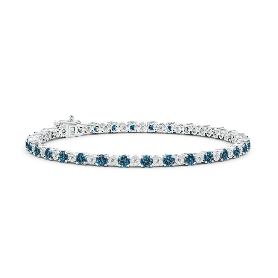 3mm AAA Alternating Blue & White Diamond Tennis Bracelet in White Gold 