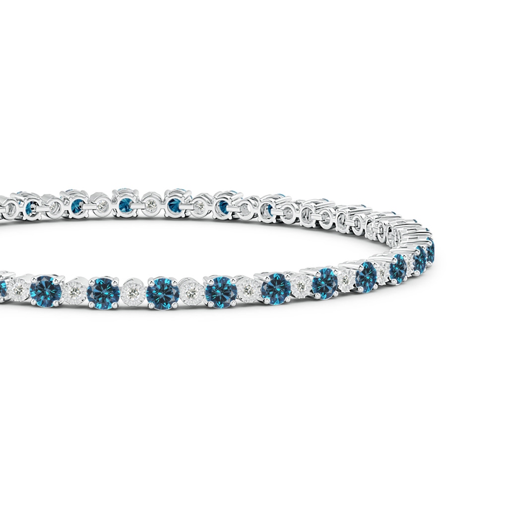 3mm AAA Alternating Blue & White Diamond Tennis Bracelet in White Gold Side 199