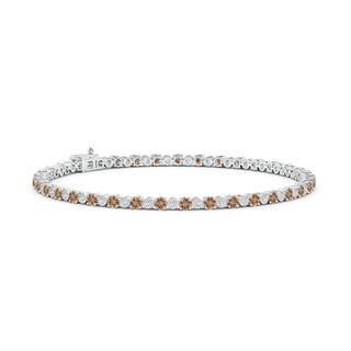 2.5mm AAA Alternating Coffee & White Diamond Tennis Bracelet in White Gold