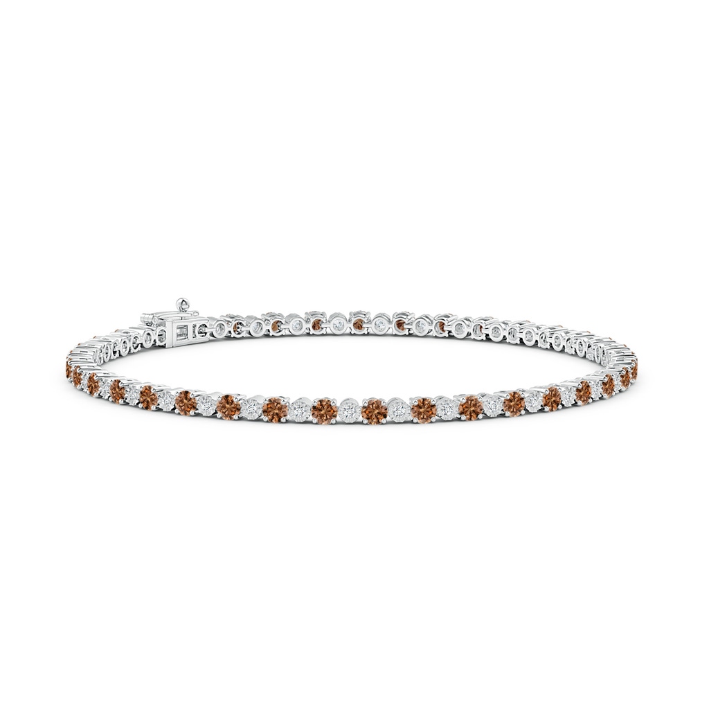 2.5mm AAAA Alternating Coffee & White Diamond Tennis Bracelet in White Gold